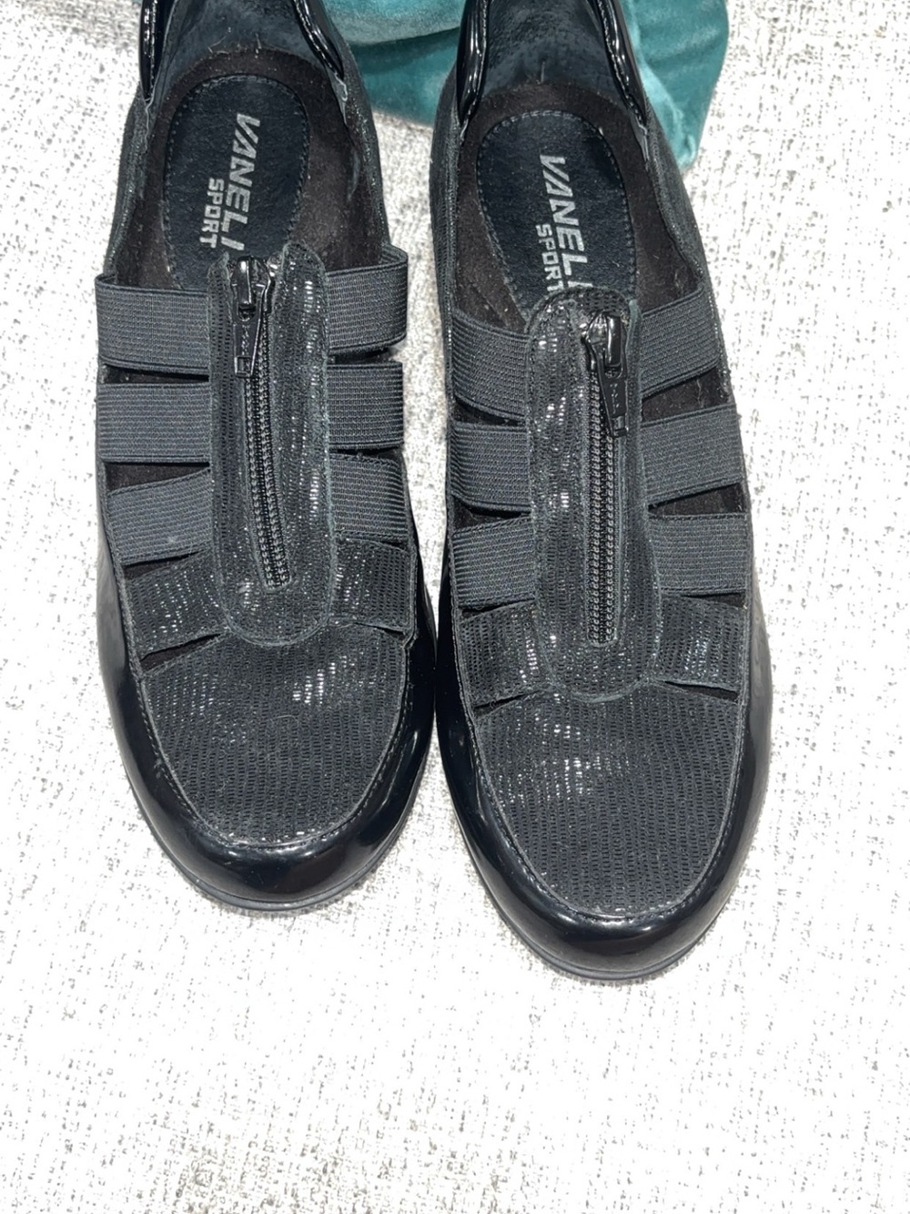 Vaneli Black Slip-On Loafers with Center Zipper